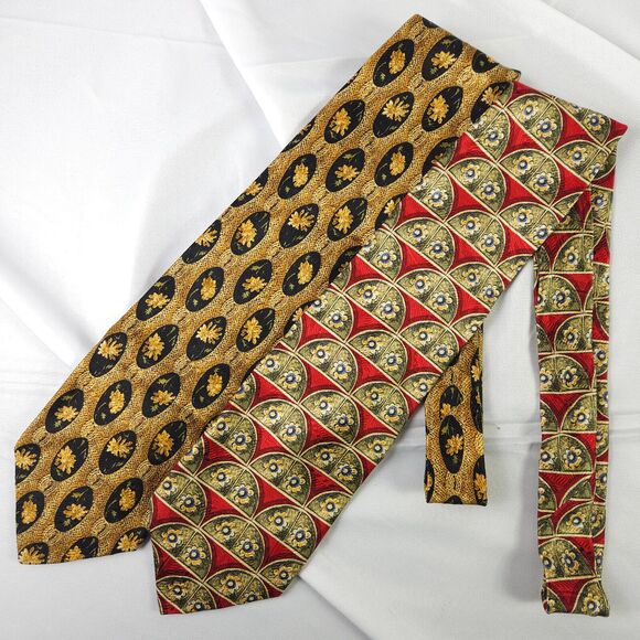 2 Robert Talbott Best of Class Floral Flower Geometric Silk Ties Made In USA - Picture 1 of 10
